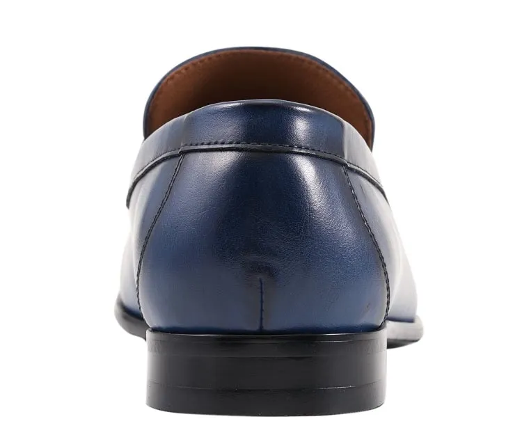 Amali Marco Navy Men’s Vegan Leather Loafers With Metal Bit