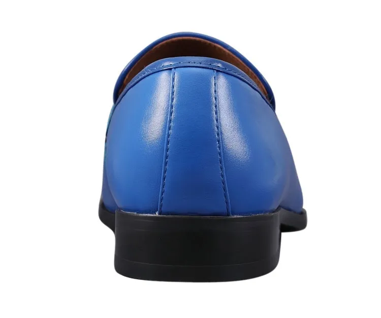 Amali Royal Elegance Two Tone Penny Loafers Men’s Vegan Leather Royal Blue & White