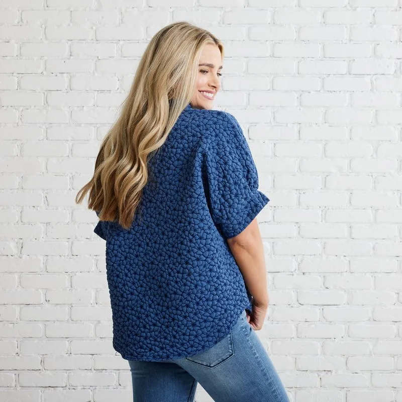 Annie Quilted Top- Blue