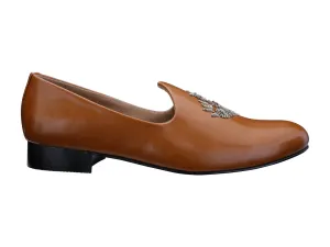 Anza Tan Hand-Embroidered Ethnic Slip-Ons
