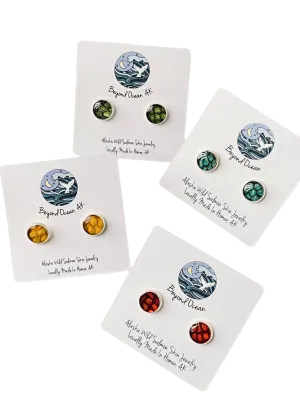 Beyond Ocean Salmon Leather Stud Earring