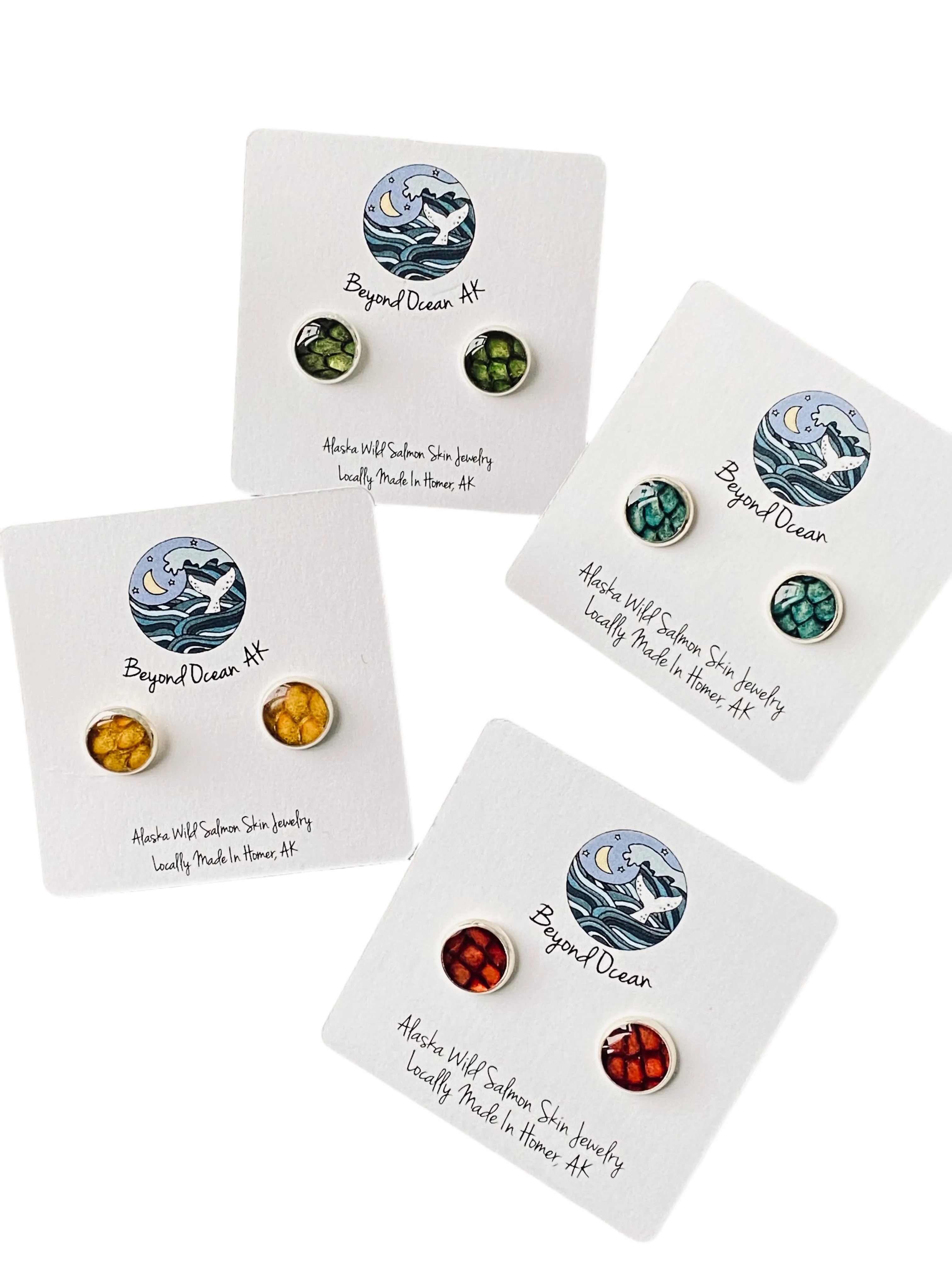 Beyond Ocean Salmon Leather Stud Earring