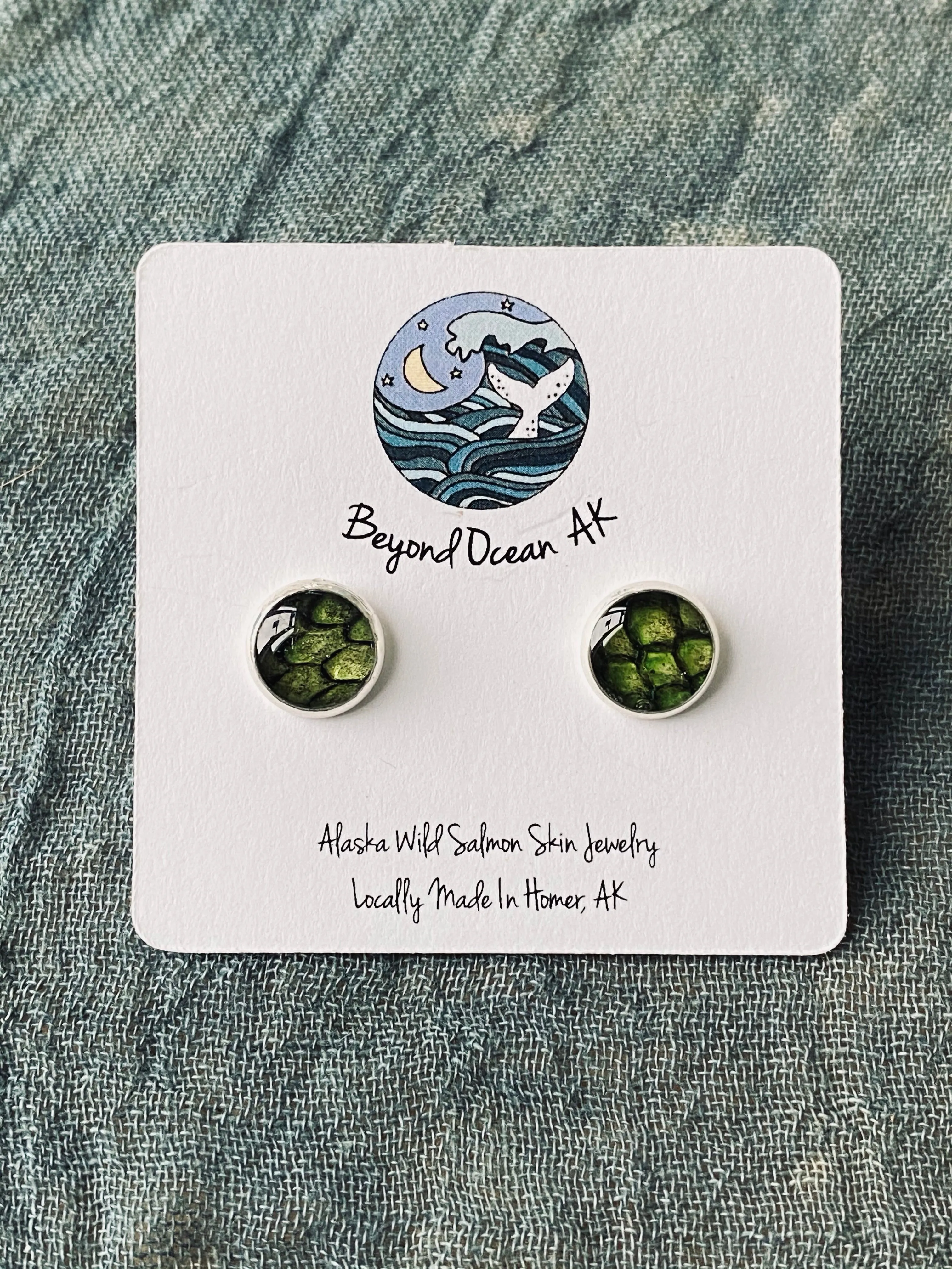 Beyond Ocean Salmon Leather Stud Earring