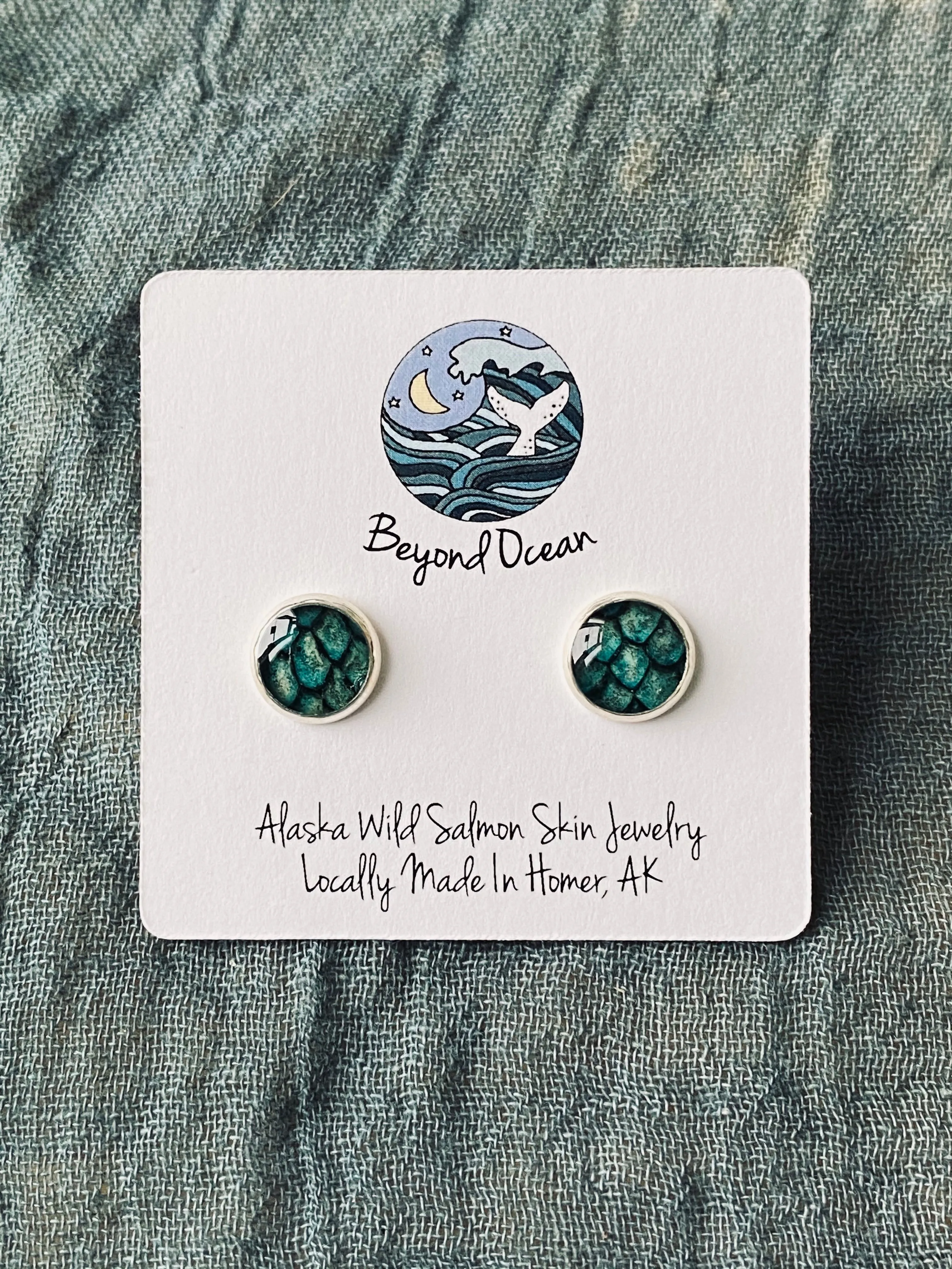 Beyond Ocean Salmon Leather Stud Earring