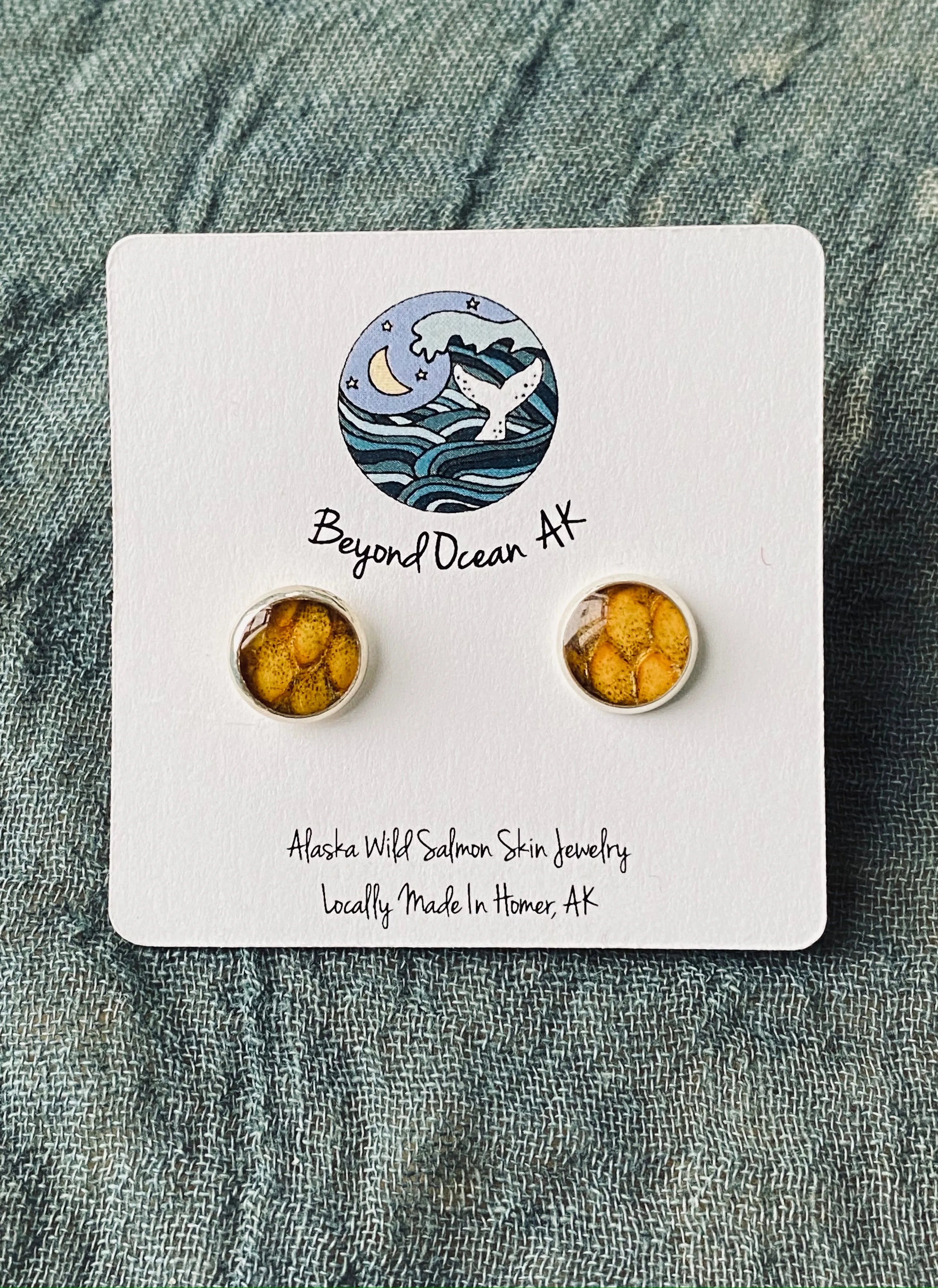 Beyond Ocean Salmon Leather Stud Earring