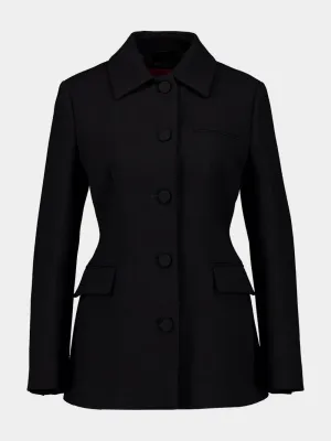 Black Wool Crêpe Coat