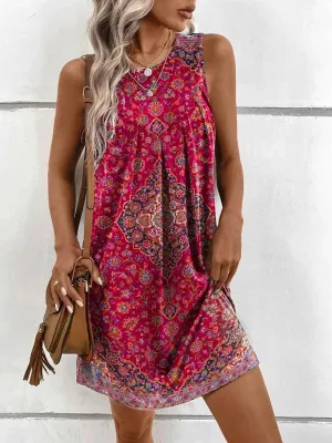Bohemian Ethnic Print Sleeveless Maxi Dress for Effortless Summer Style