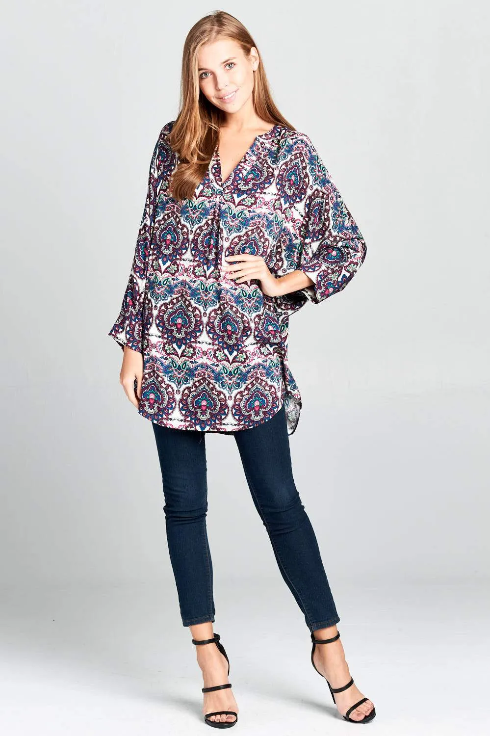 BOHO PRINT TUNIC TOP
