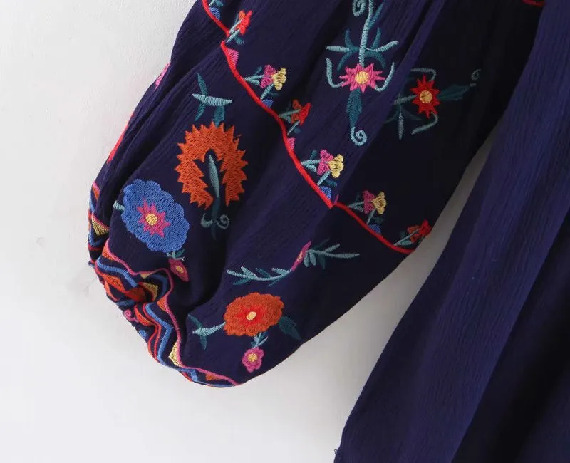 Boho Tops for Women, Boho Tops for Women, Boho Blouse,  Embroidery Cotton in Black