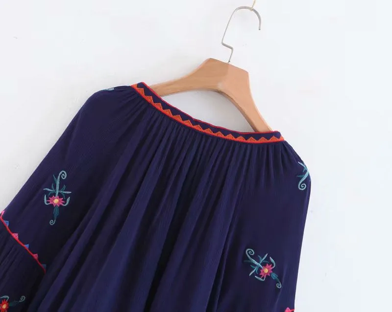 Boho Tops for Women, Boho Tops for Women, Boho Blouse,  Embroidery Cotton in Black