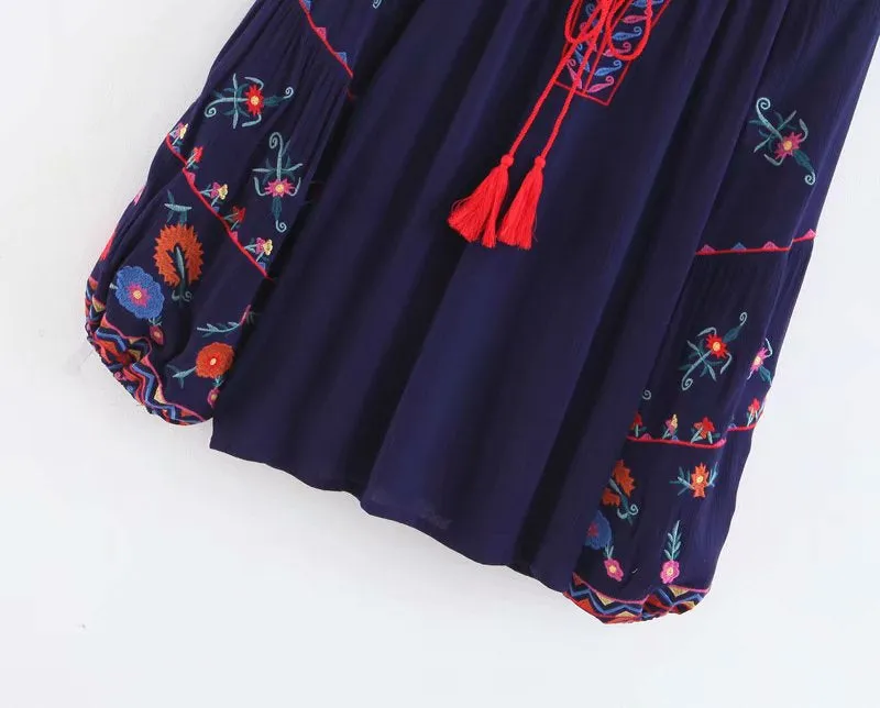 Boho Tops for Women, Boho Tops for Women, Boho Blouse,  Embroidery Cotton in Black