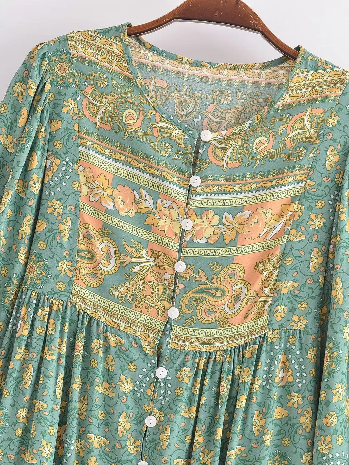 Boho Tops for Women, Boho Tops for Women, Boho Blouse, Maryam in Orange, Green and Pink