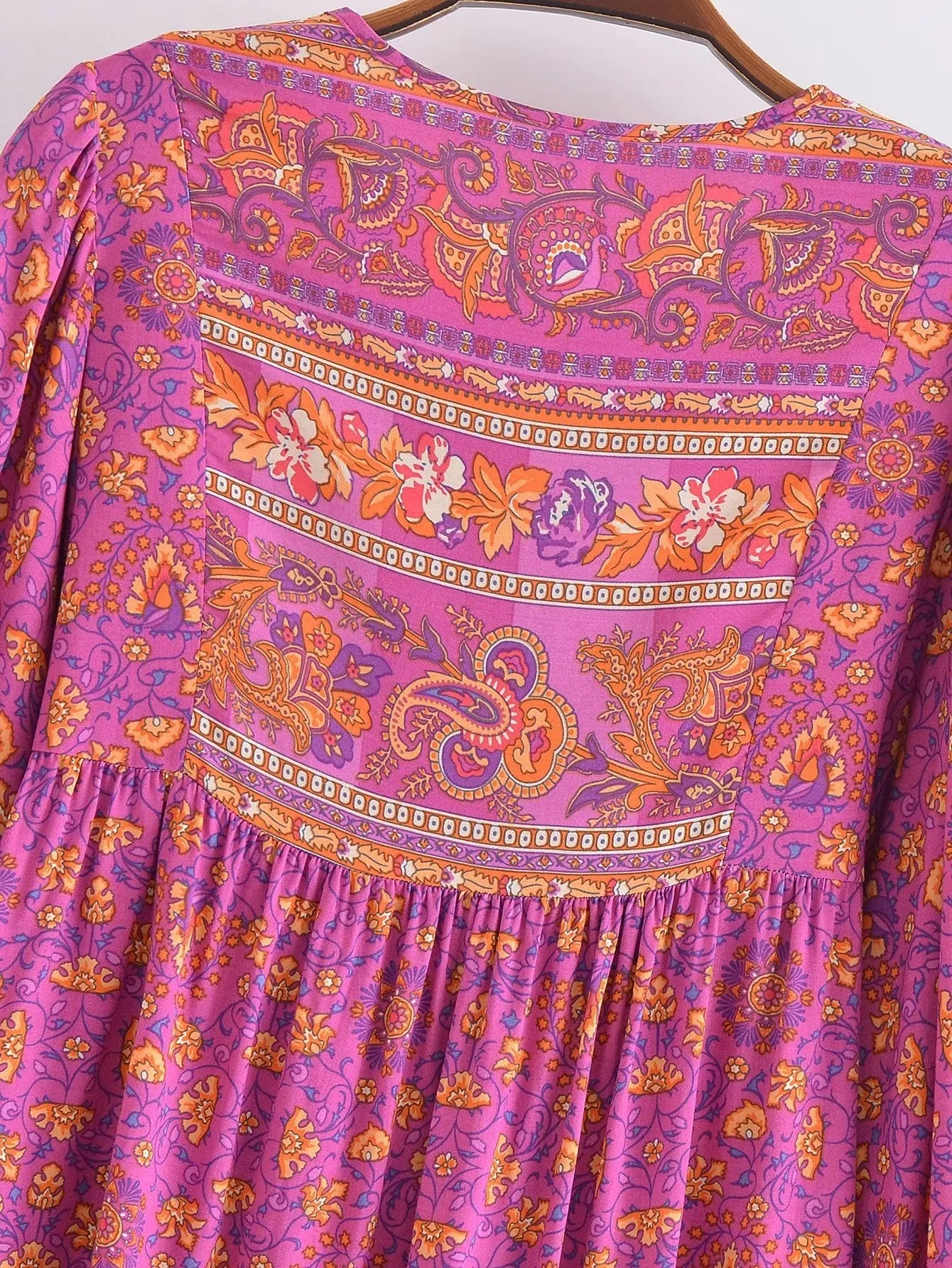 Boho Tops for Women, Boho Tops for Women, Boho Blouse, Maryam in Orange, Green and Pink