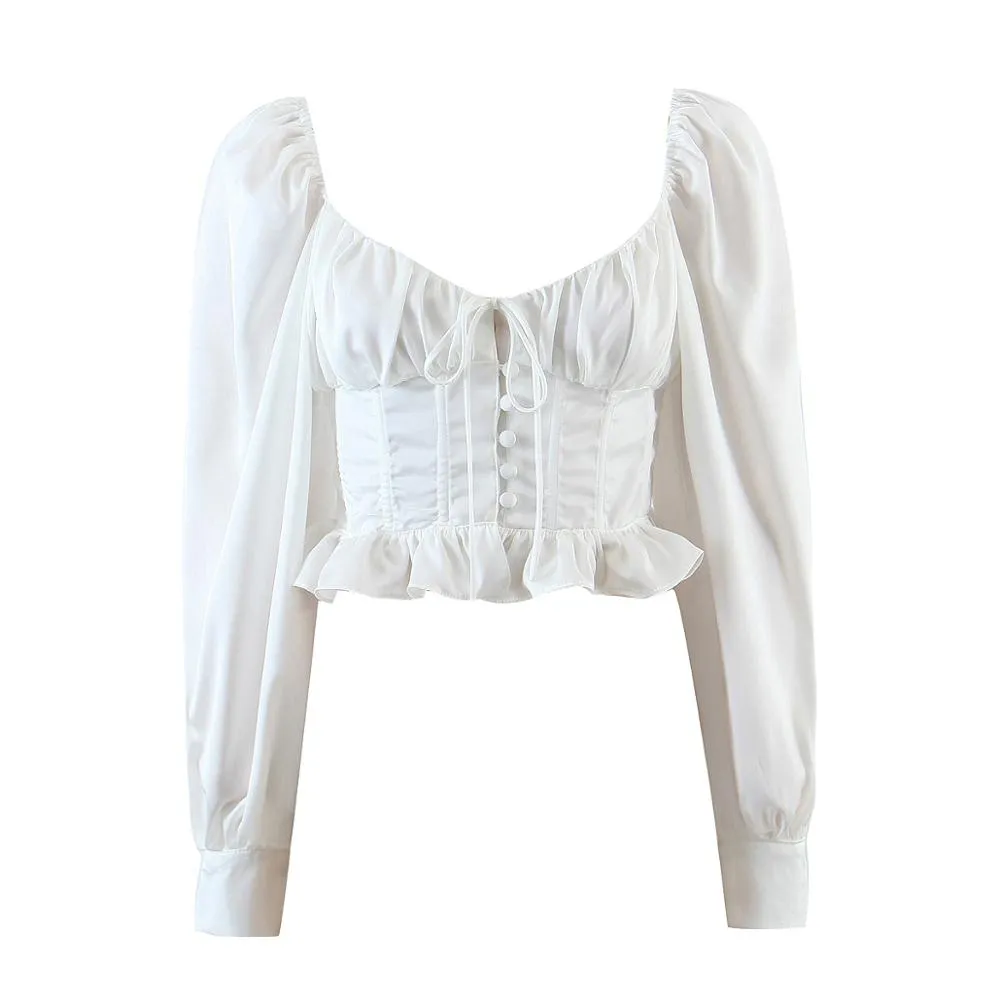 Boho Tops for Women, Boho Tops for Women, Boho Blouse, Vintage Crop Top, Smocked Blouse, Mary in White and Black