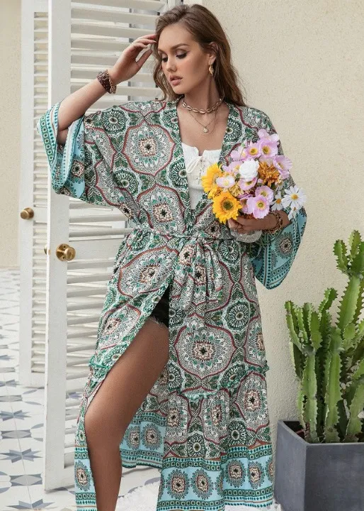Boho Tribal Print Kimono Plus Size
