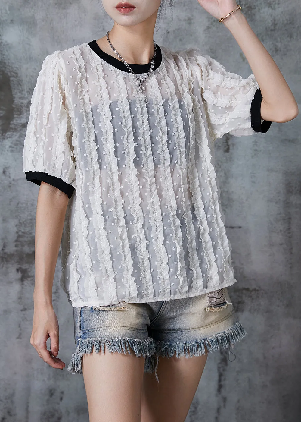 Boho White Ruffled Spandex Tank Tops Summer QA1025