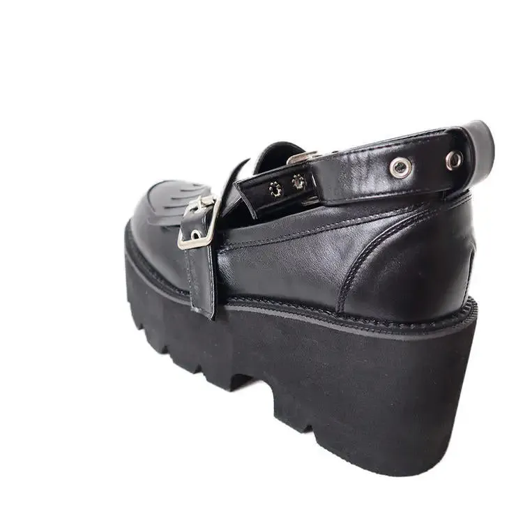 Buckle Grunge PU Vegan Leather Boots