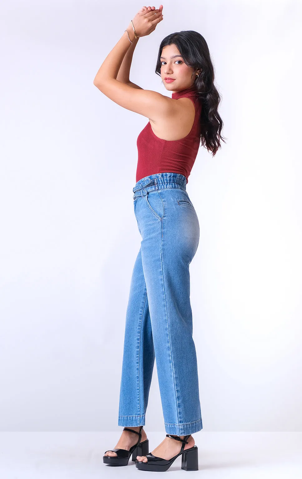 BURGUNDY MOCK NECK HALTER BODYSUIT