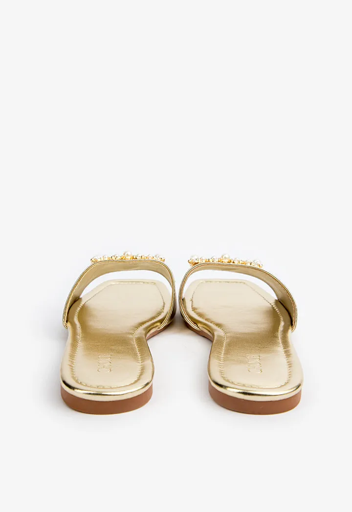 Choice Embellished Slip On Sandals Gold