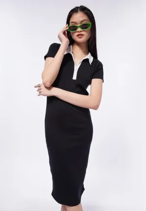 Collared Short Sleeve Midi Dress