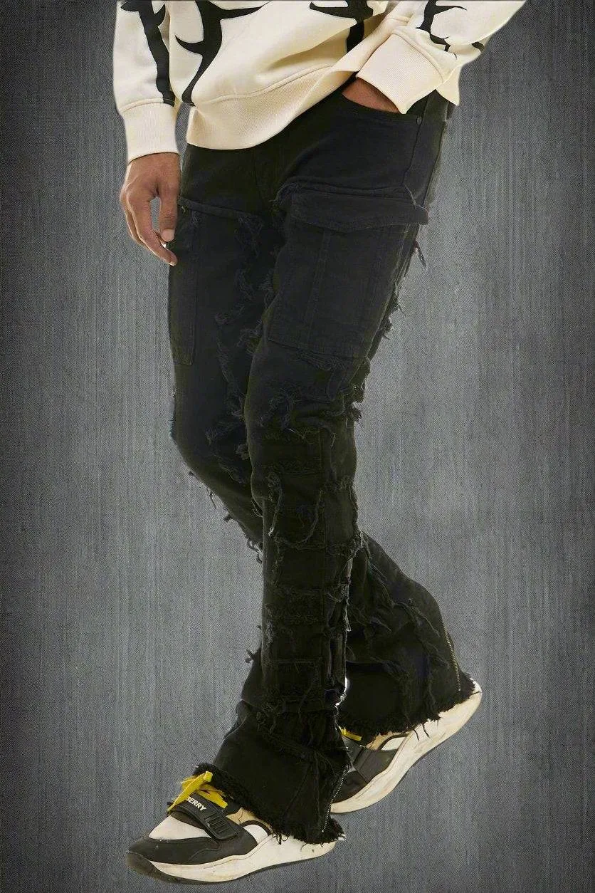 Double Zipper Skinny Flare Jeans