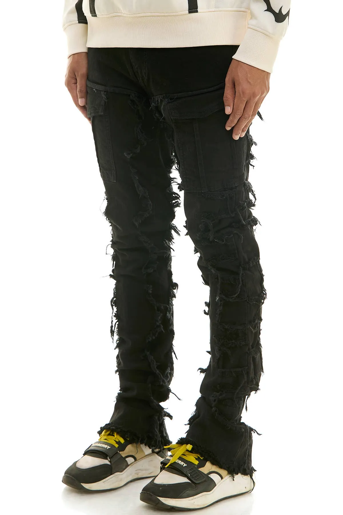 Double Zipper Skinny Flare Jeans