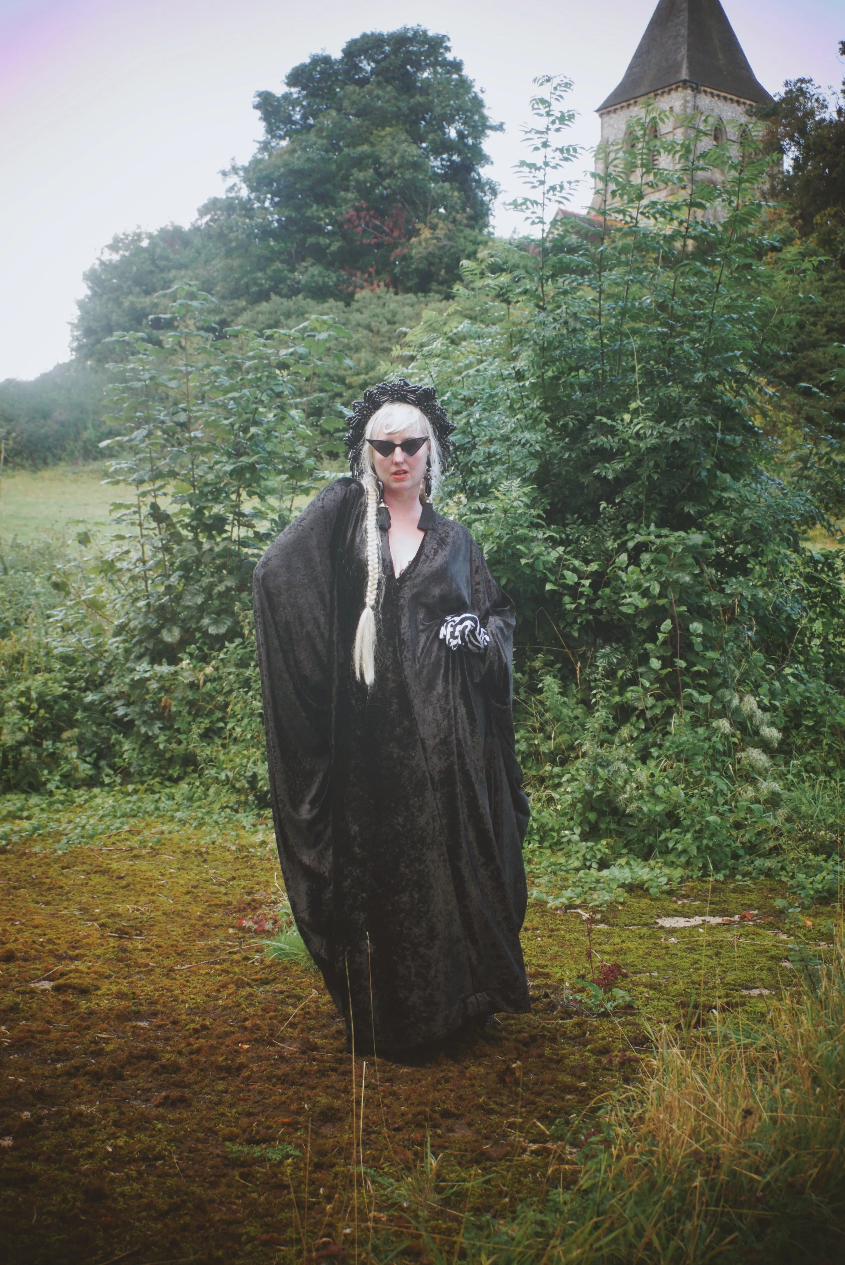 Effortless Velvet Obsidion Black Kaftan Gown