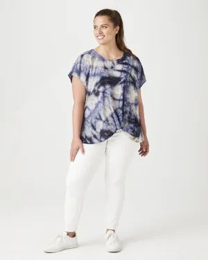 Ellise Knot-Front Blouse | Navy / White