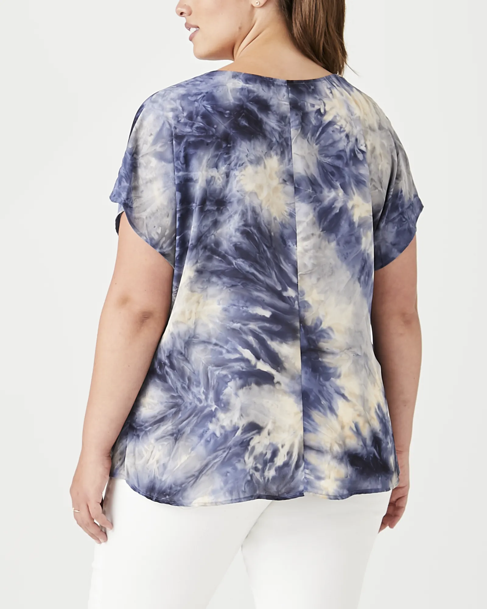 Ellise Knot-Front Blouse | Navy / White