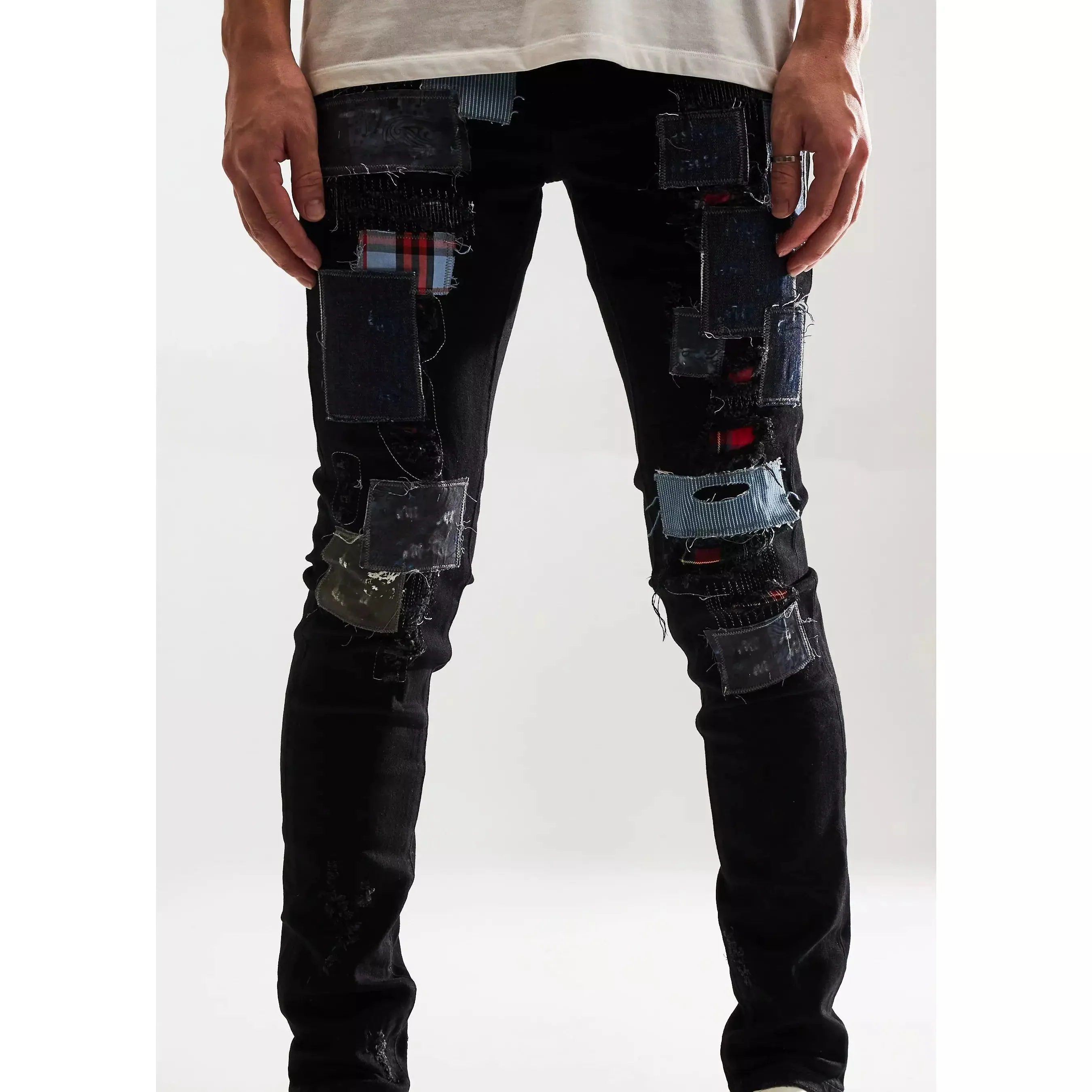 Embellish Black Patchwork Silas Denim Jeans (EMBF221-107)