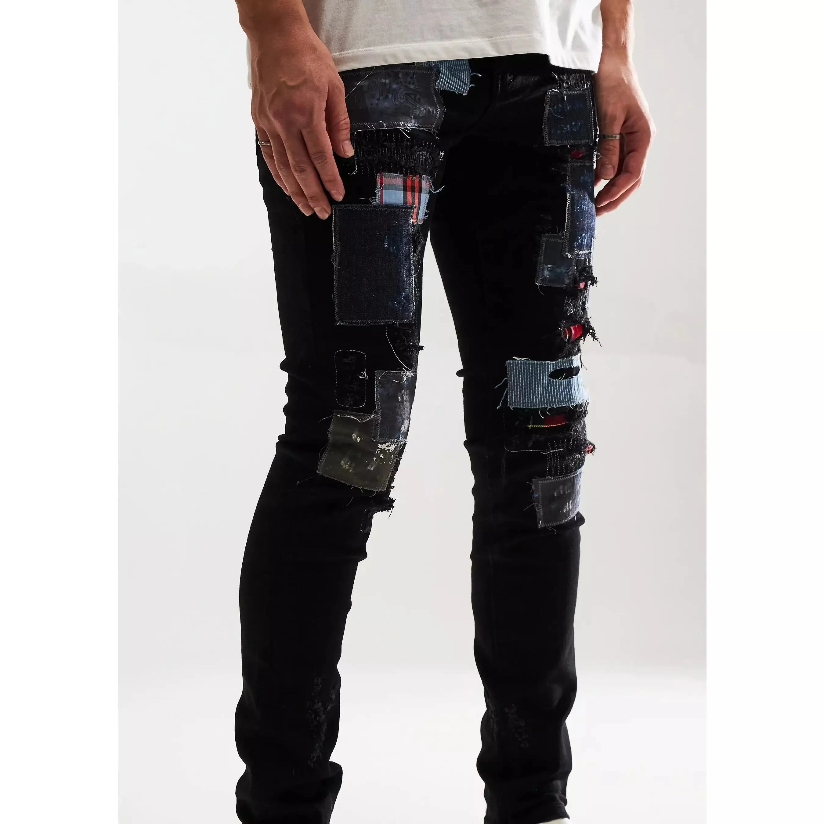 Embellish Black Patchwork Silas Denim Jeans (EMBF221-107)