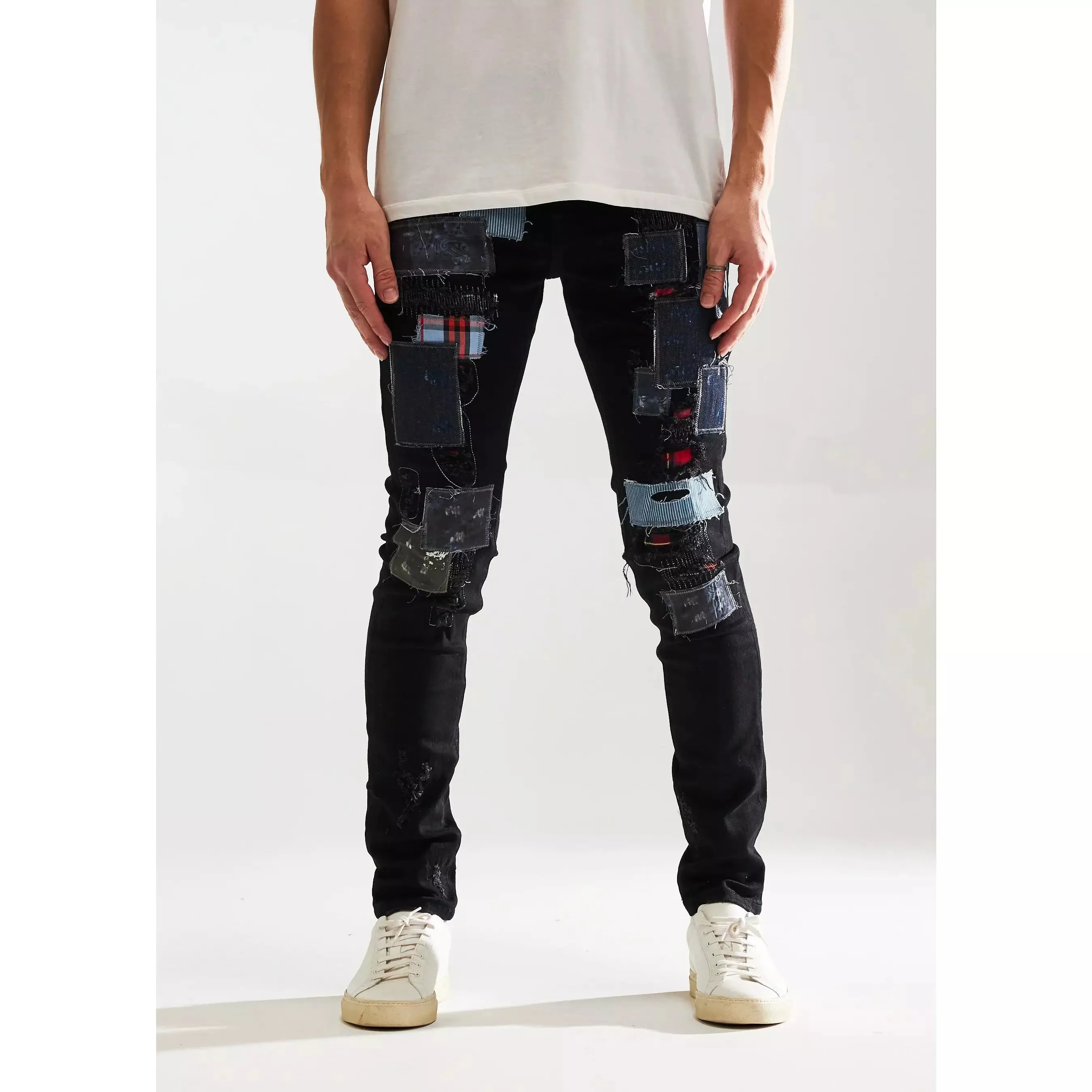 Embellish Black Patchwork Silas Denim Jeans (EMBF221-107)
