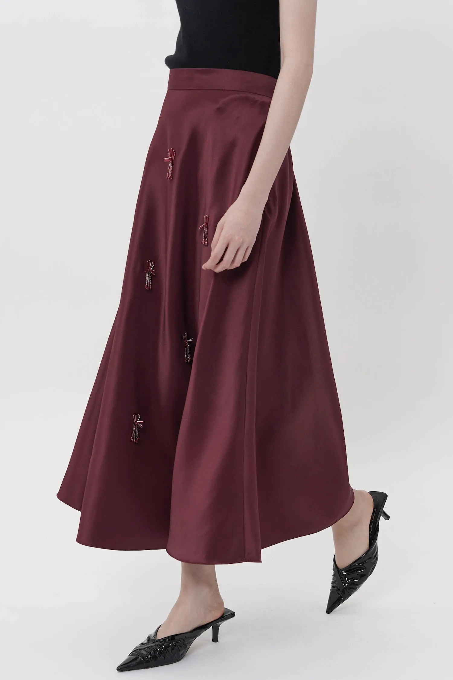 Embellished Satin Skirt