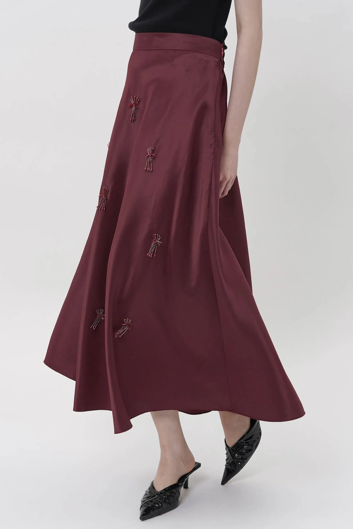 Embellished Satin Skirt
