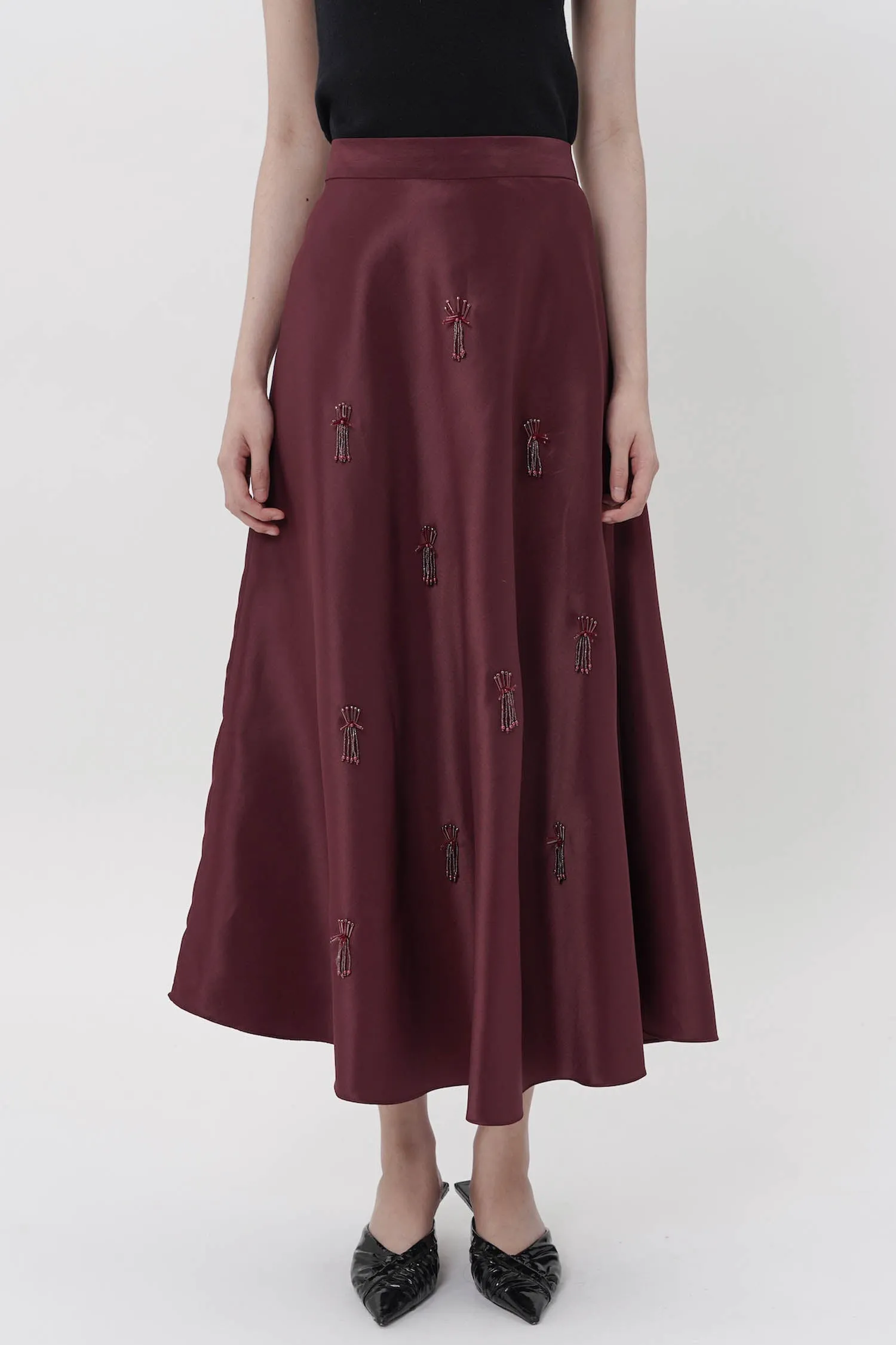Embellished Satin Skirt