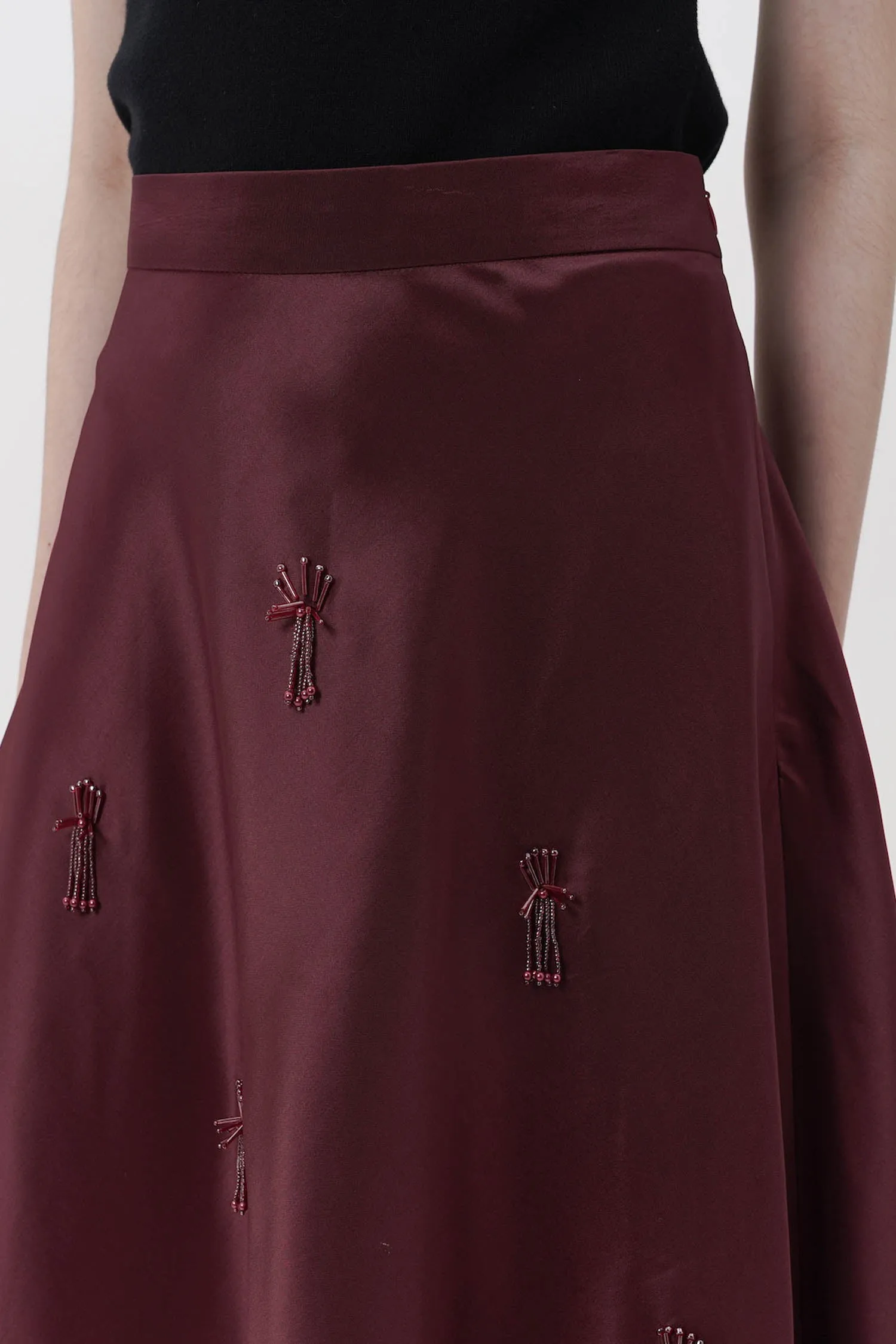 Embellished Satin Skirt