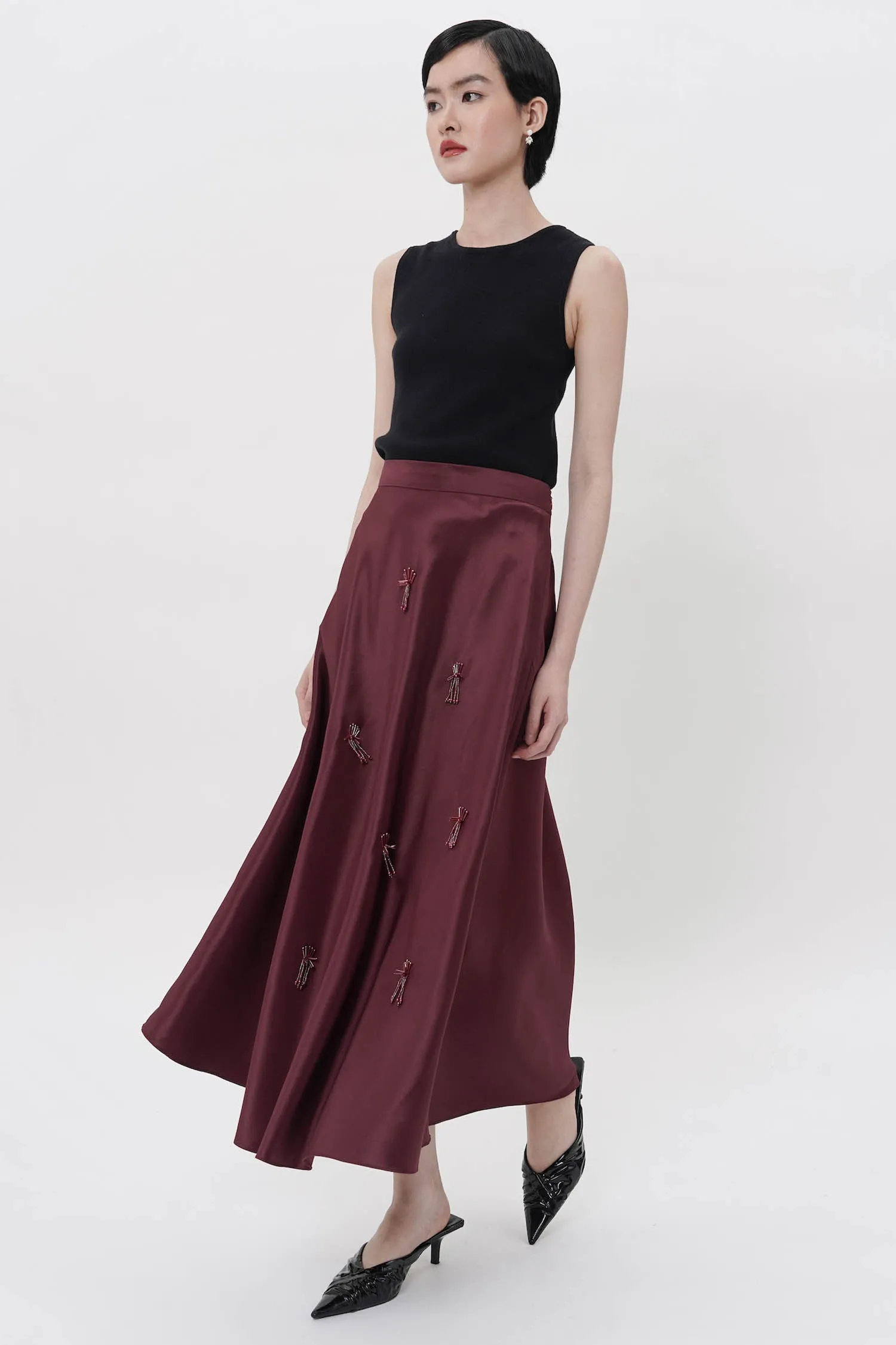 Embellished Satin Skirt