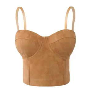 Faux Suede Boho Corset Top - 5 colors