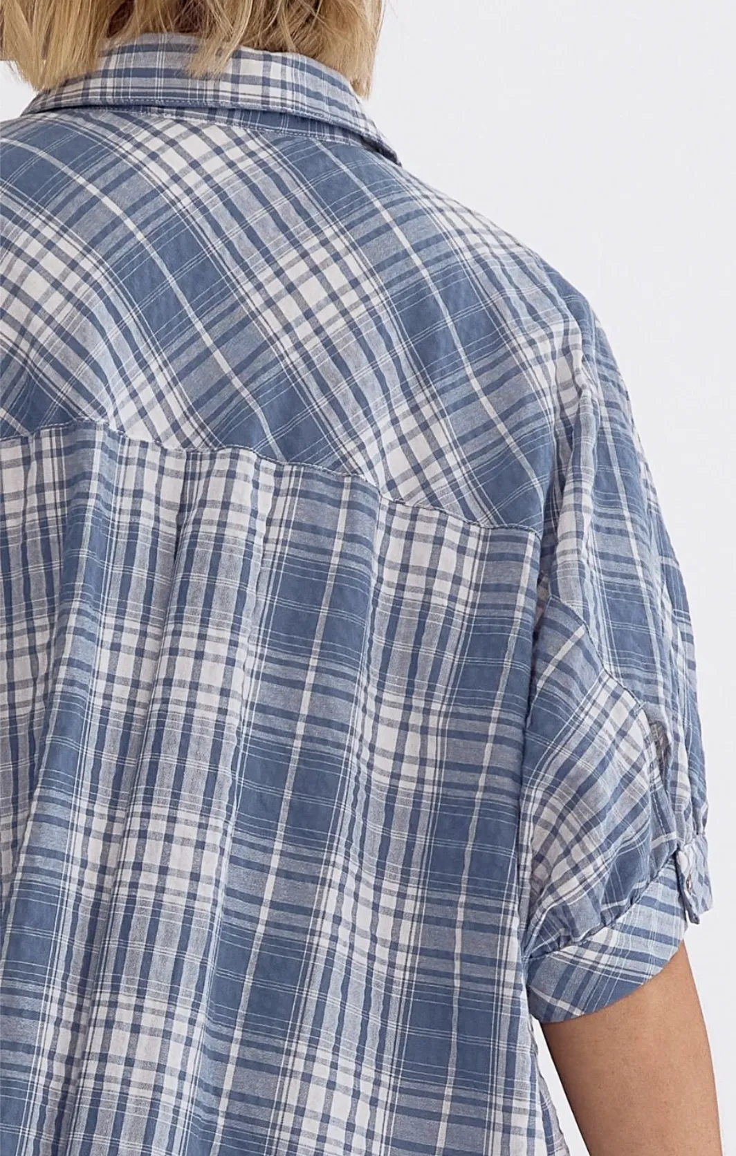 FINAL SALE Get Together Plaid Chambray Dress