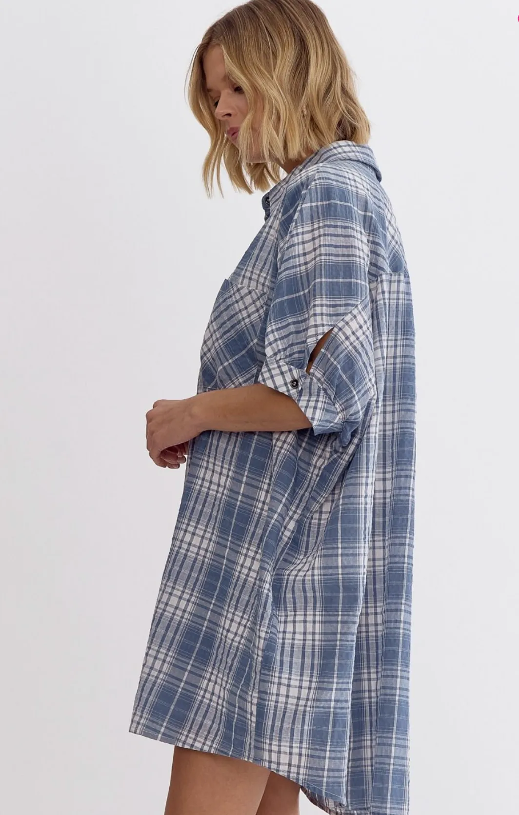 FINAL SALE Get Together Plaid Chambray Dress