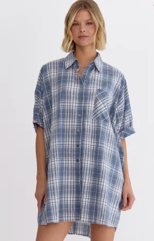 FINAL SALE Get Together Plaid Chambray Dress