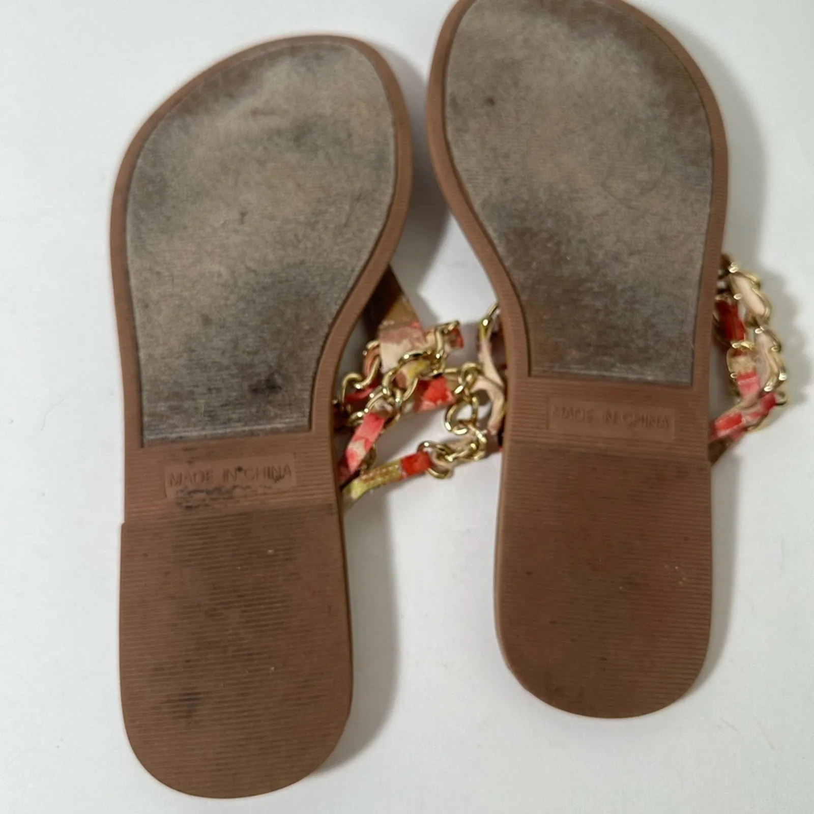 Floral Gold Chain Sandals