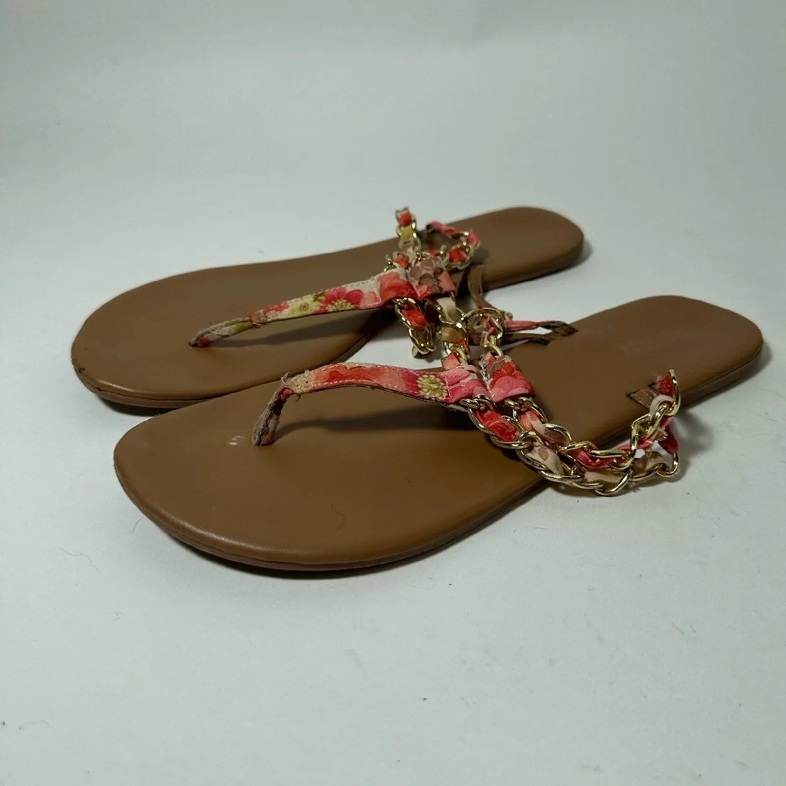 Floral Gold Chain Sandals