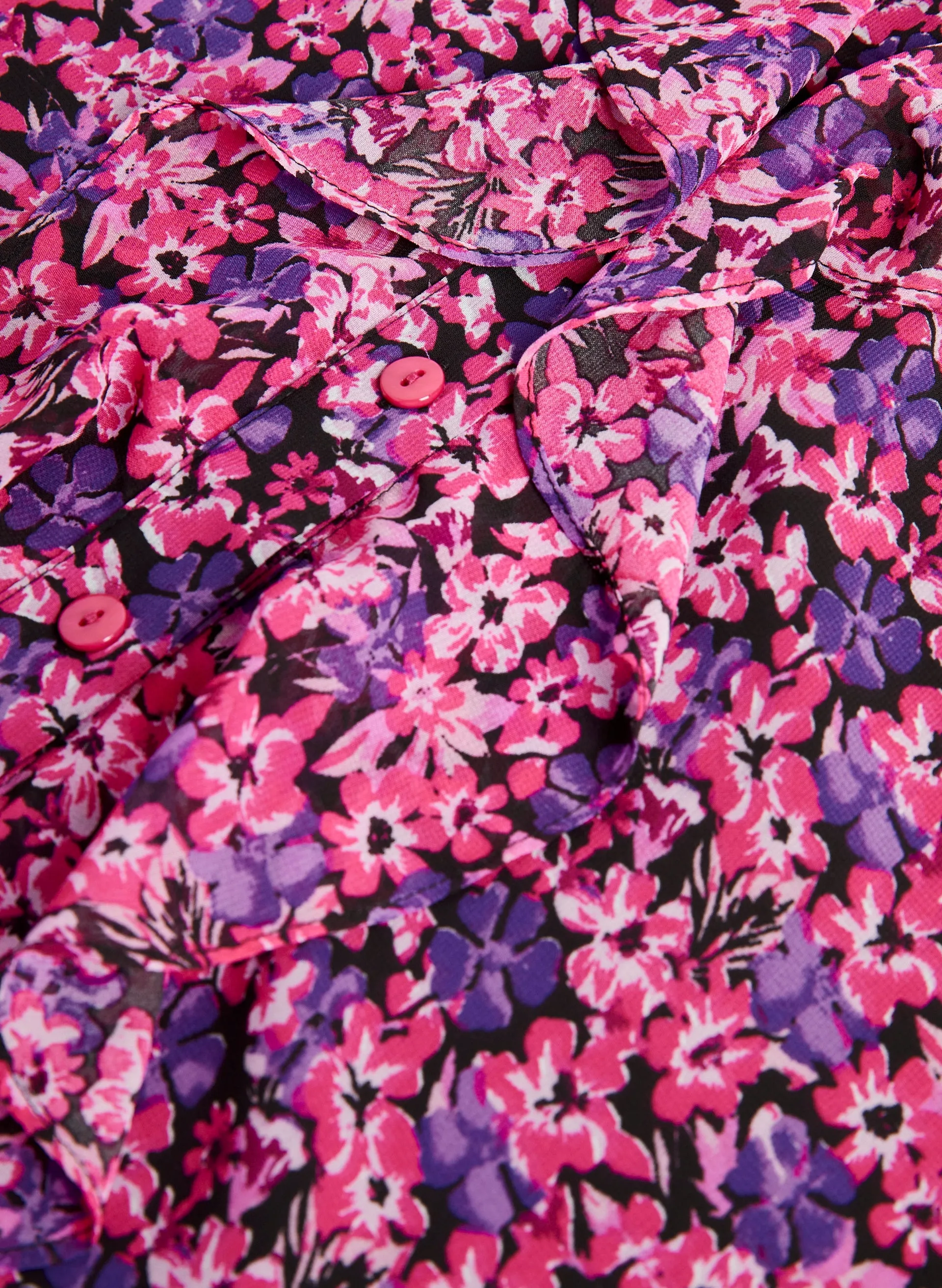Floral Print Sleeveless Ruffle Blouse
