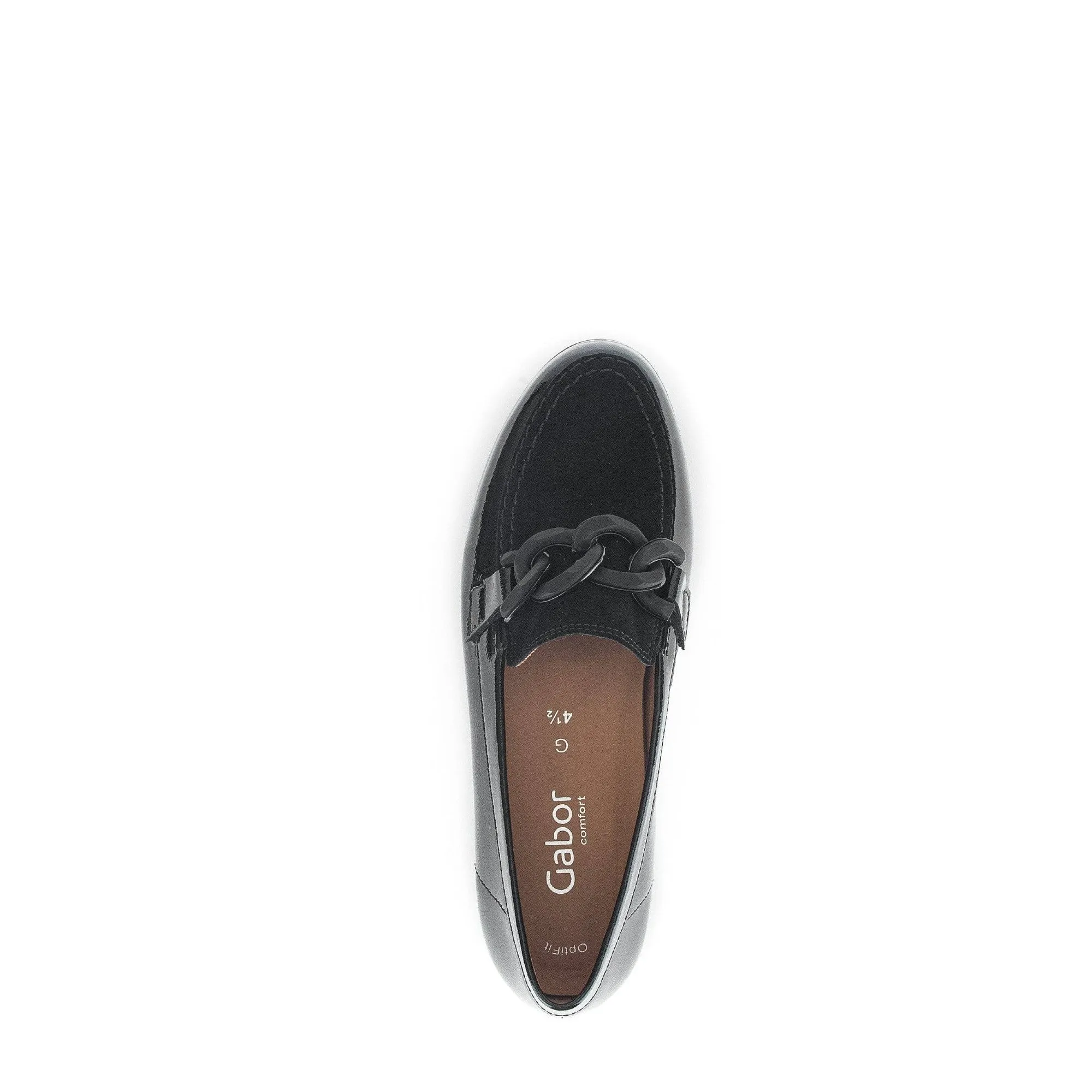 Gabor Bea 52.415.87 Ladies Black Patent Leather Slip On Loafers