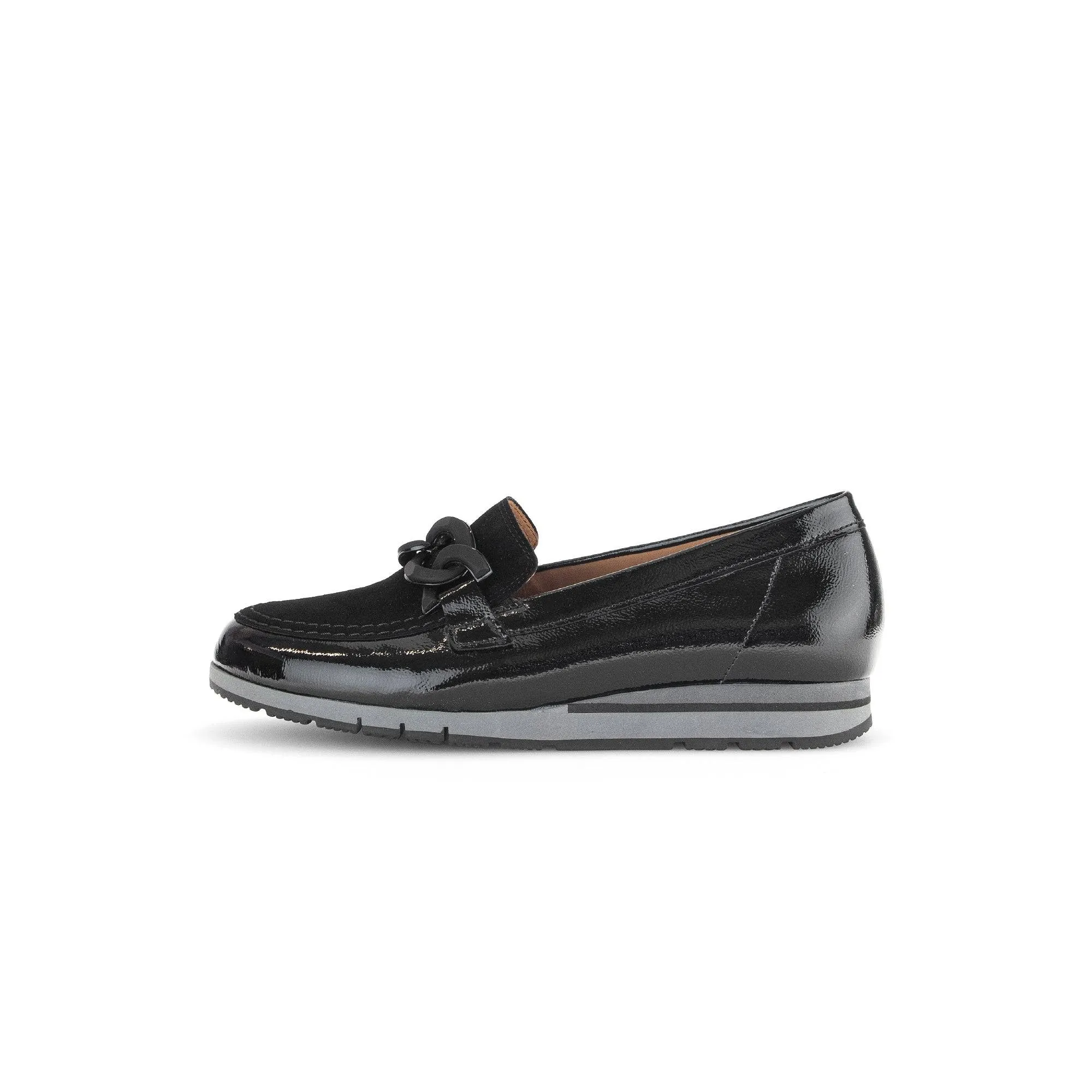 Gabor Bea 52.415.87 Ladies Black Patent Leather Slip On Loafers