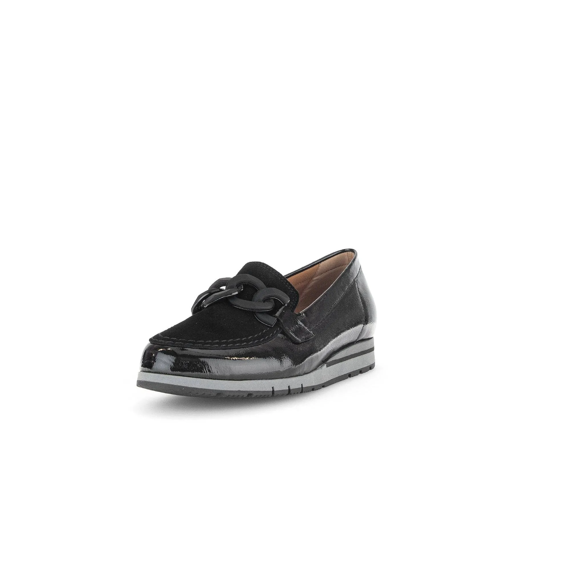 Gabor Bea 52.415.87 Ladies Black Patent Leather Slip On Loafers