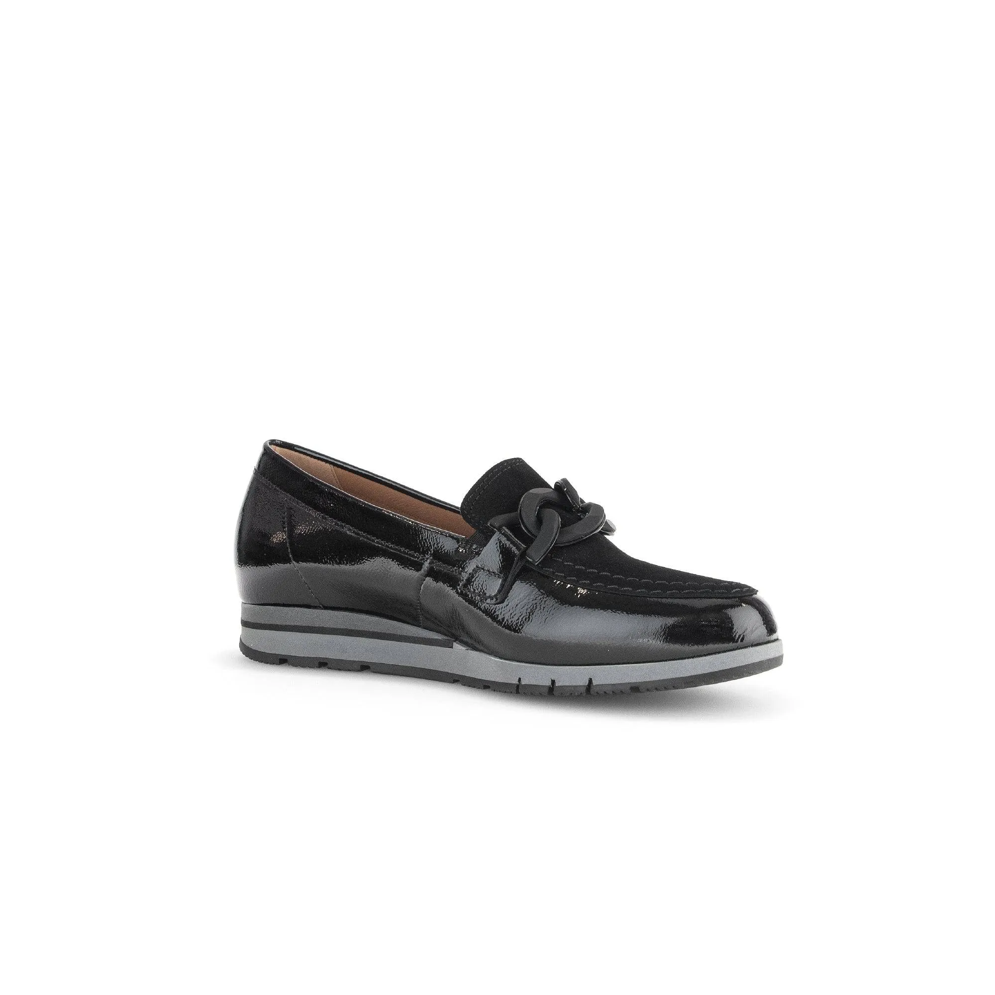 Gabor Bea 52.415.87 Ladies Black Patent Leather Slip On Loafers