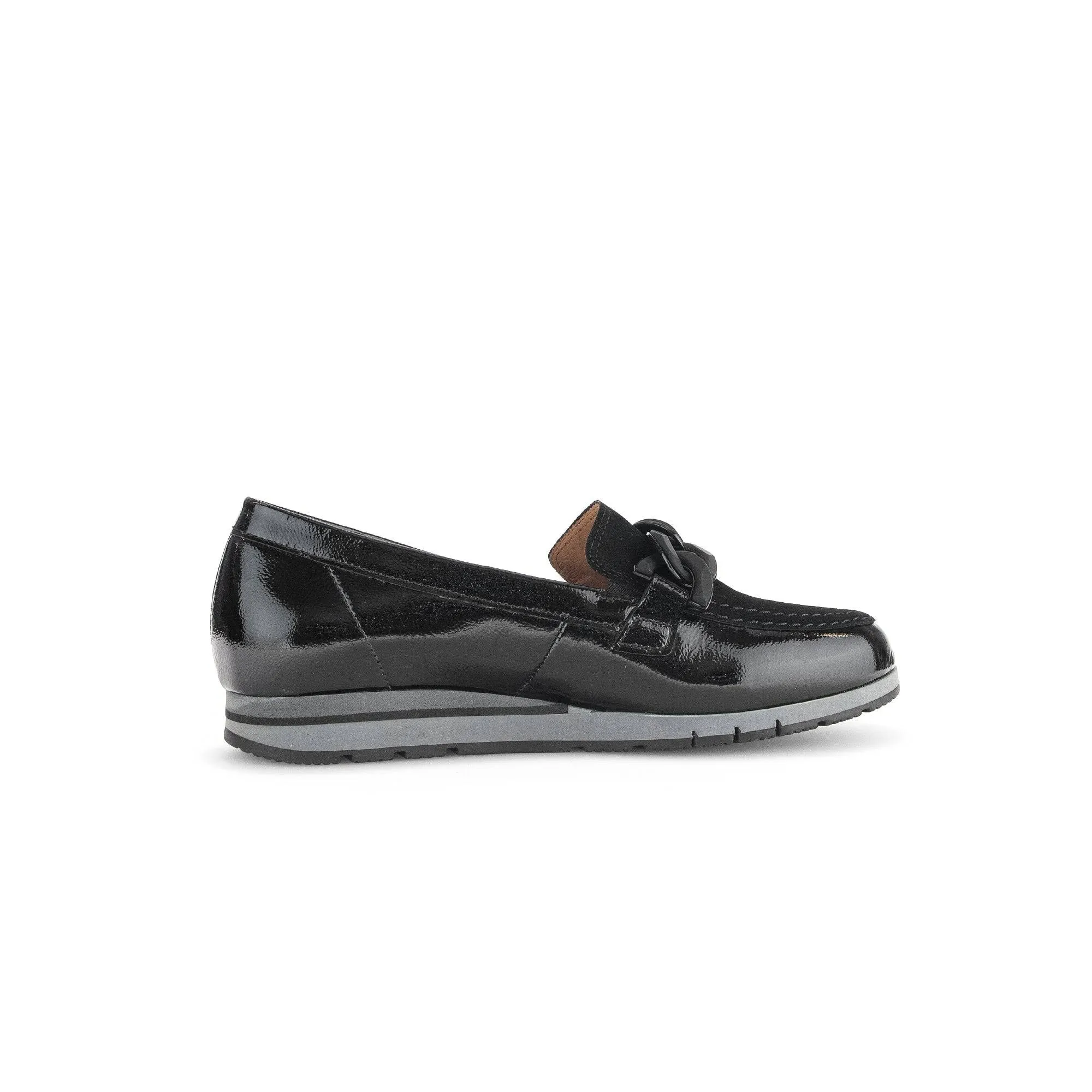 Gabor Bea 52.415.87 Ladies Black Patent Leather Slip On Loafers