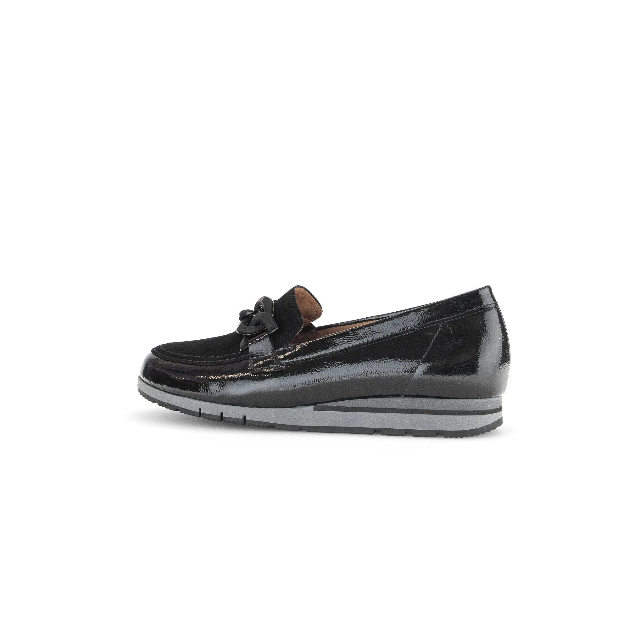 Gabor Bea 52.415.87 Ladies Black Patent Leather Slip On Loafers